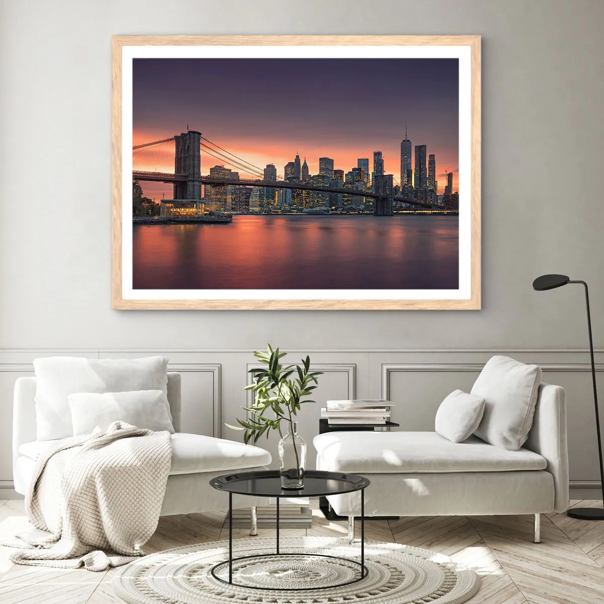 Plagát v ráme zo svetlého duba - Ponorené do ľaliového ticha - 91x61 cm