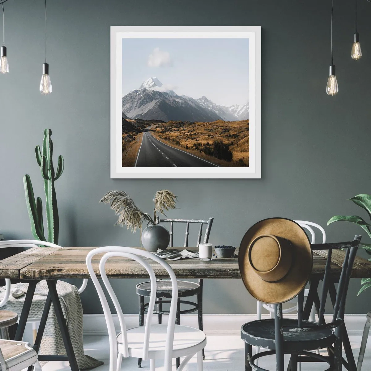 Plagát v bielom ráme - Cesta do srdca hôr - 50x50 cm