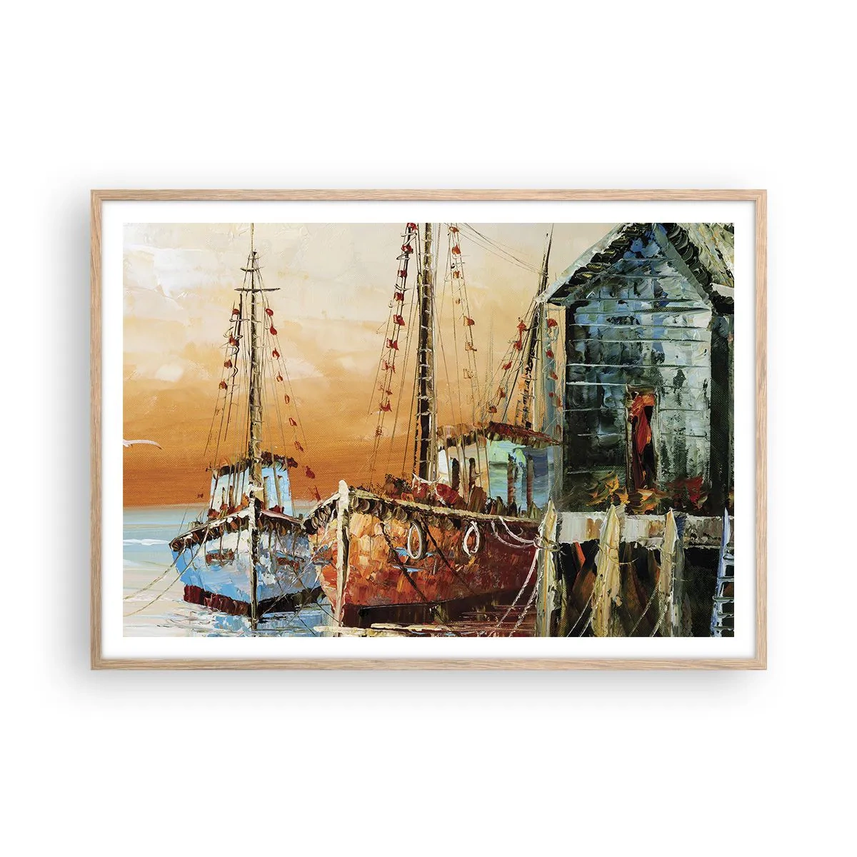 Plagát v ráme zo svetlého duba - Pokojný návrat - 100x70 cm