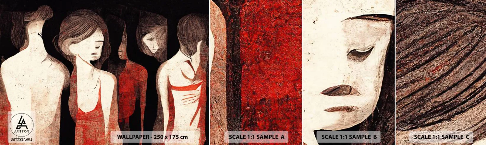 Vzorka Fototapeta Standard Eco - Madony z temnoty - ženy, Kus, Smútok - 100x30 cm