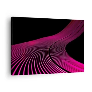 Obraz na plátne - Futuristické čiary v odtieňoch ružovej na čiernom pozadí - 70x50cm - Bulvár svetla - Moderná nástenná dekorácia do obývacej izby a spálne ARTTOR