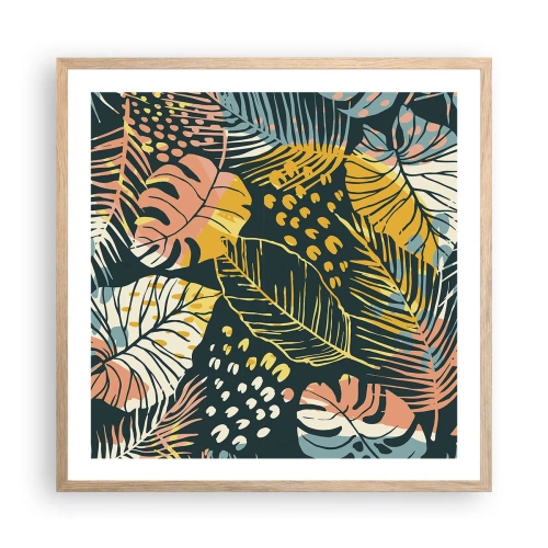 Plagát v ráme zo svetlého duba - Listová fantázia - 60x60 cm