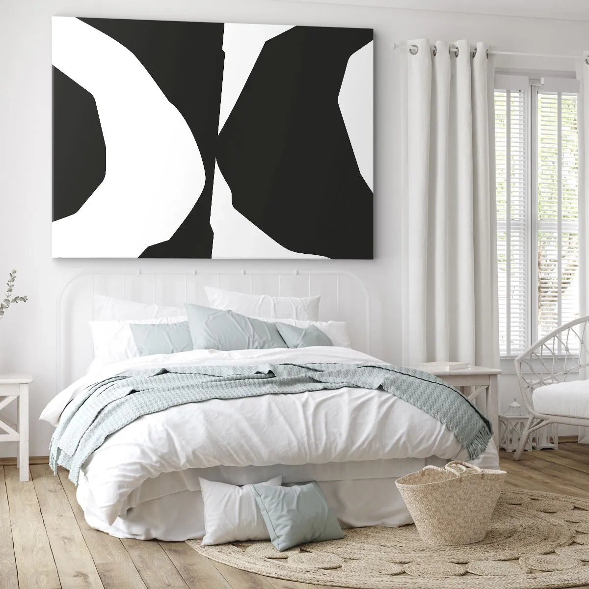 Obraz na plátne - Abstraktný kontrastný vzor v čiernej a bielej farbe - 70x50cm - Positive-negative - Moderná nástenná dekorácia do obývacej izby a spálne ARTTOR