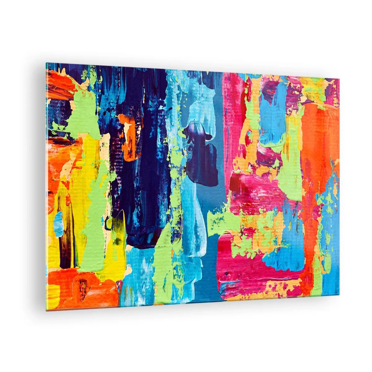 Obraz na skle - Ilustrácia abstraktnej maľby v intenzívnych farbách - 70x50cm - Život je krásny! - Moderná nástenná dekorácia do obývacej izby a spálne ARTTOR