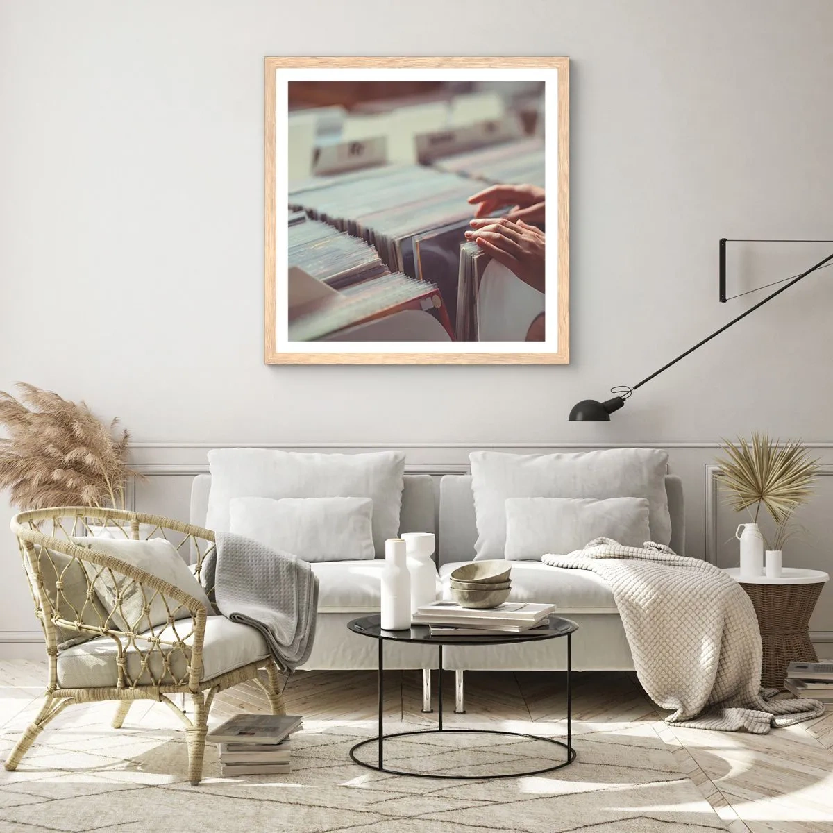 Plagát v ráme zo svetlého duba - Hľadanie emócií - 60x60 cm