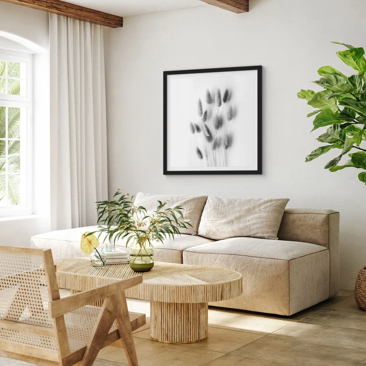 Plagát v čiernom ráme - Našuchorená tráva - 50x50 cm
