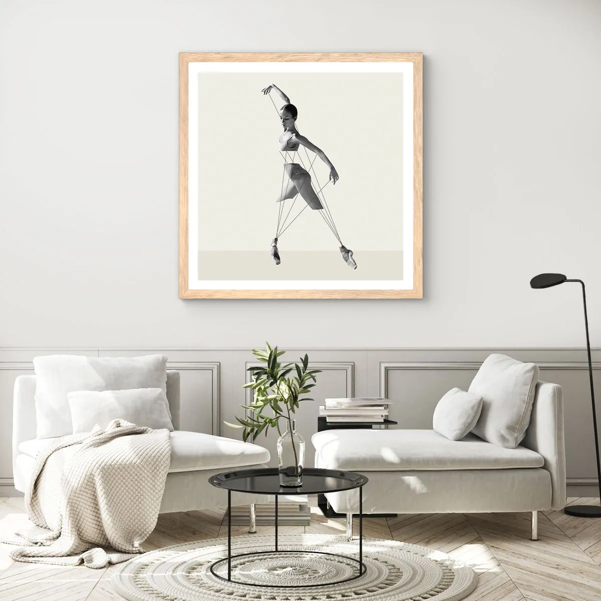 Plagát v ráme zo svetlého duba - V divadle sveta - 50x50 cm