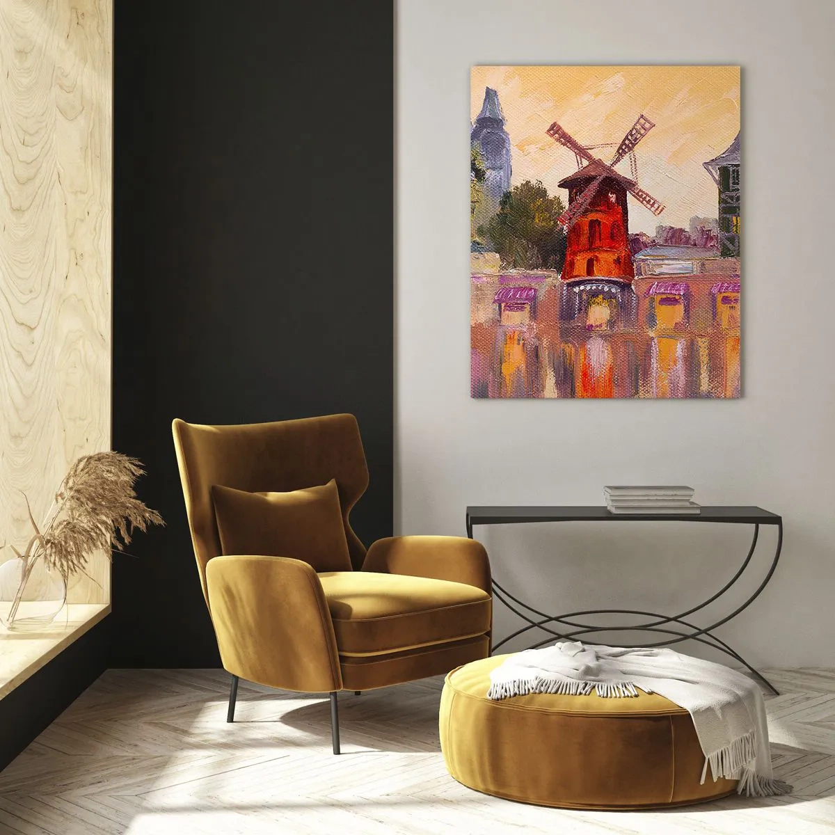 Obraz na skle - Parížske ikony – Moulin Rouge - 50x70 cm