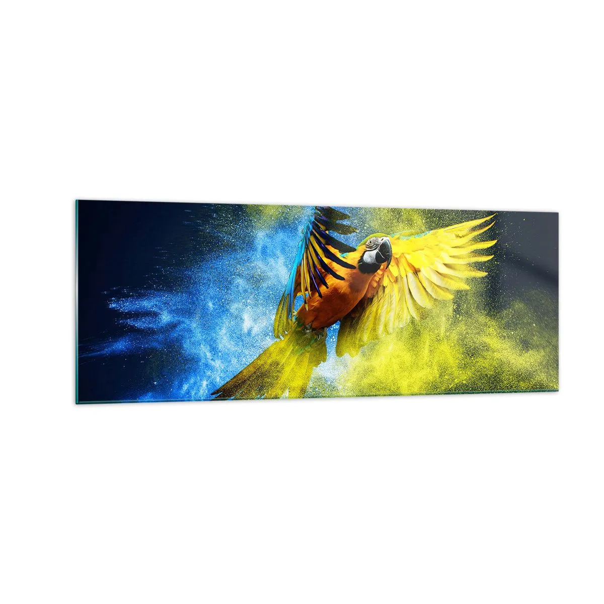 Obraz na skle - V modro-zlatom prachu - 140x50 cm