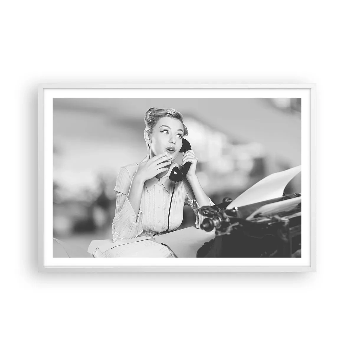 Plagát v bielom ráme - Halo, tu sú 50. roky. - 91x61 cm