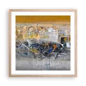 Plagát v ráme zo svetlého duba - Všetko sa podarí - 50x50 cm