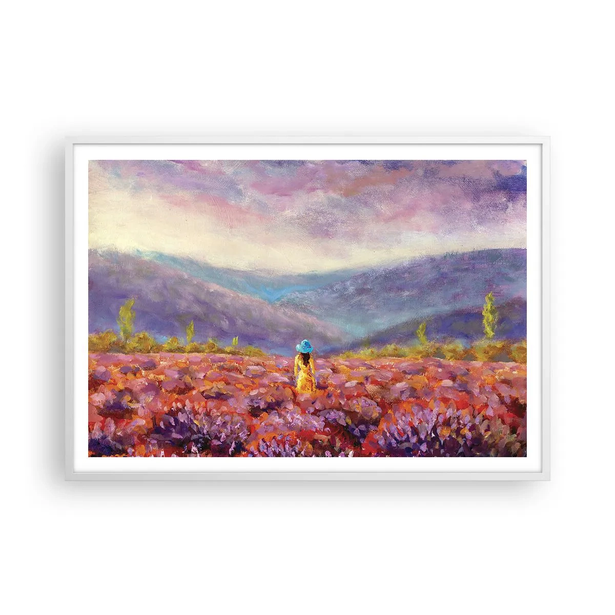 Plagát v bielom ráme - V levanduľovom svete - 100x70 cm