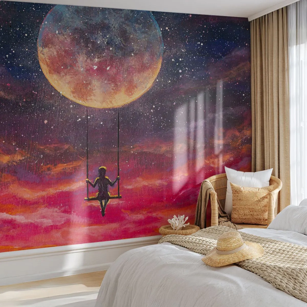 Fototapeta Standard Eco - Stavať si vzdušné zámky - Abstrakcia, Fantázia, Mesiac - 400x280 cm
