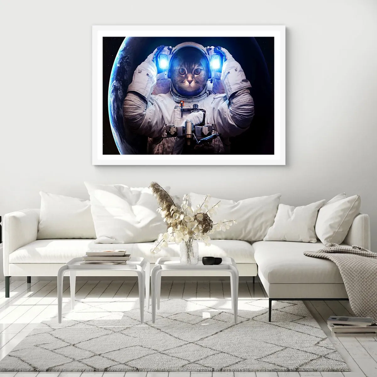 Plagát v bielom ráme - Houston, máte problém - 50x40 cm