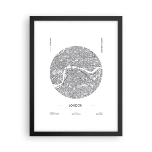 Plagát v čiernom ráme - Anatómia Londýna - 30x40 cm