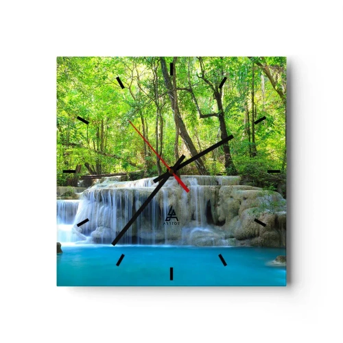 Nástenné hodiny - Utopiť v tyrkyse a zeleni - 30x30 cm