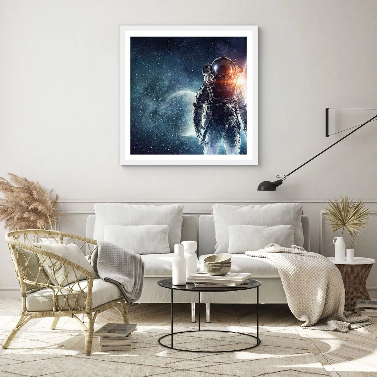 Plagát v bielom ráme - Vesmírne dobrodružstvo - 60x60 cm