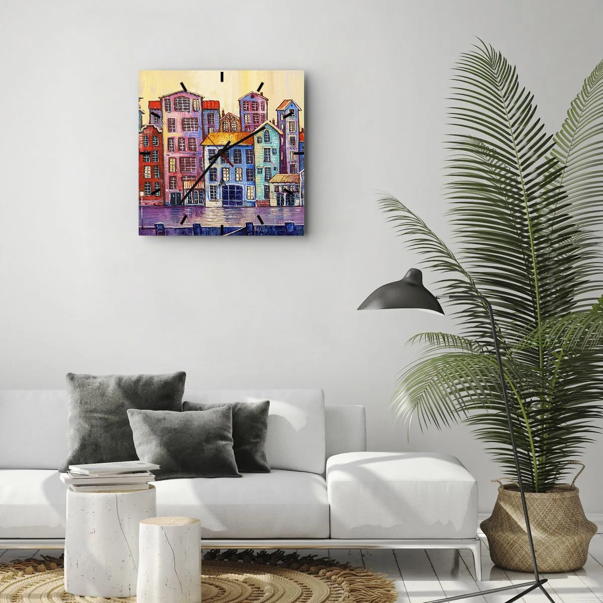 Nástenné hodiny - Mesto ako z rozprávky - 30x30 cm