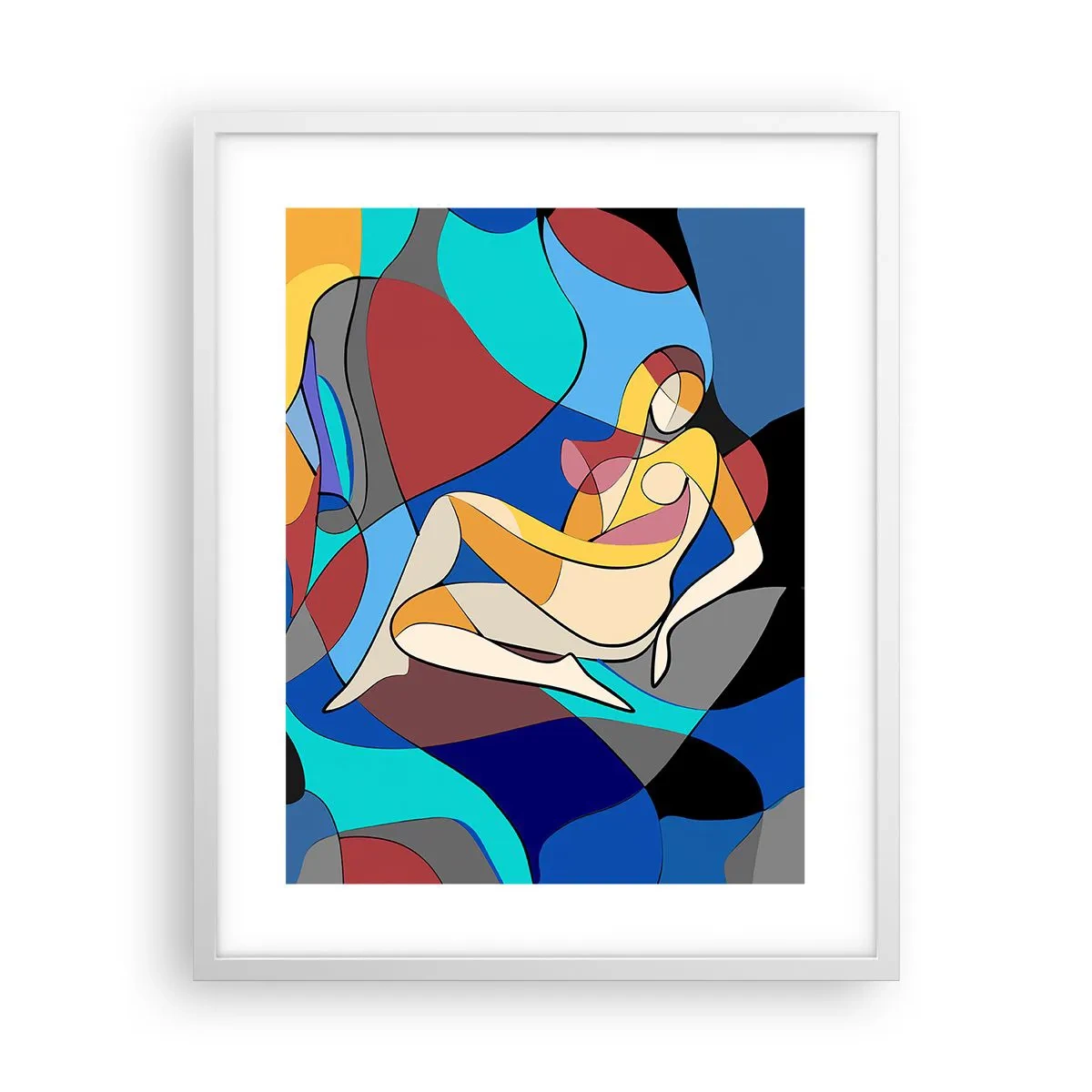 Plagát v bielom ráme - Kubistický akt - 40x50 cm