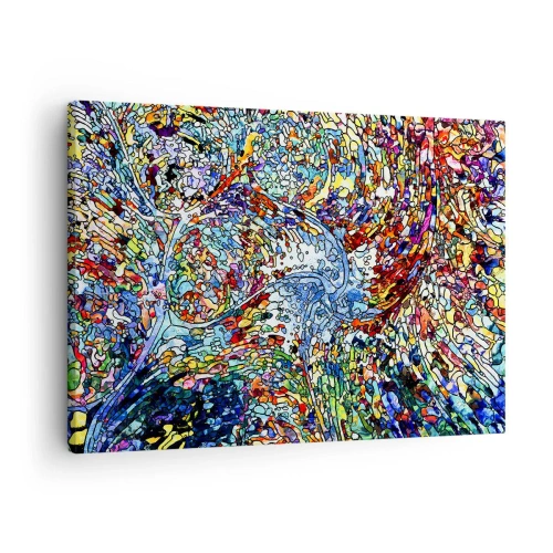 Obraz na plátne - Farebný abstraktný vzor inšpirovaný prírodou - 70x50cm - Vitráž s kvapkami - Moderná nástenná dekorácia do obývacej izby a spálne ARTTOR