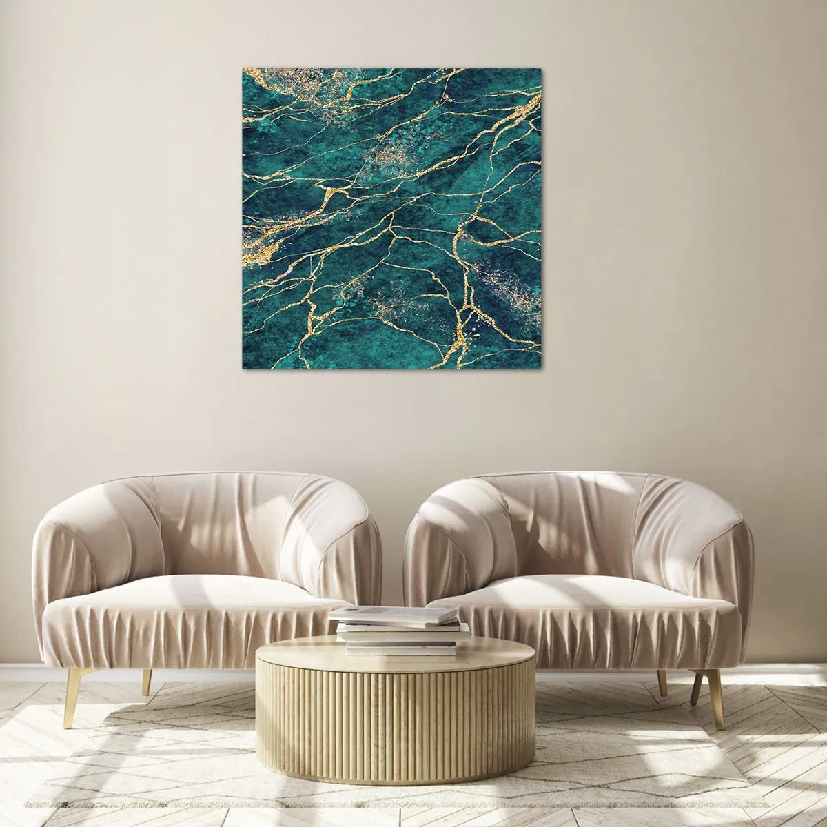 Obraz na skle - Zlatá žila - 50x50 cm