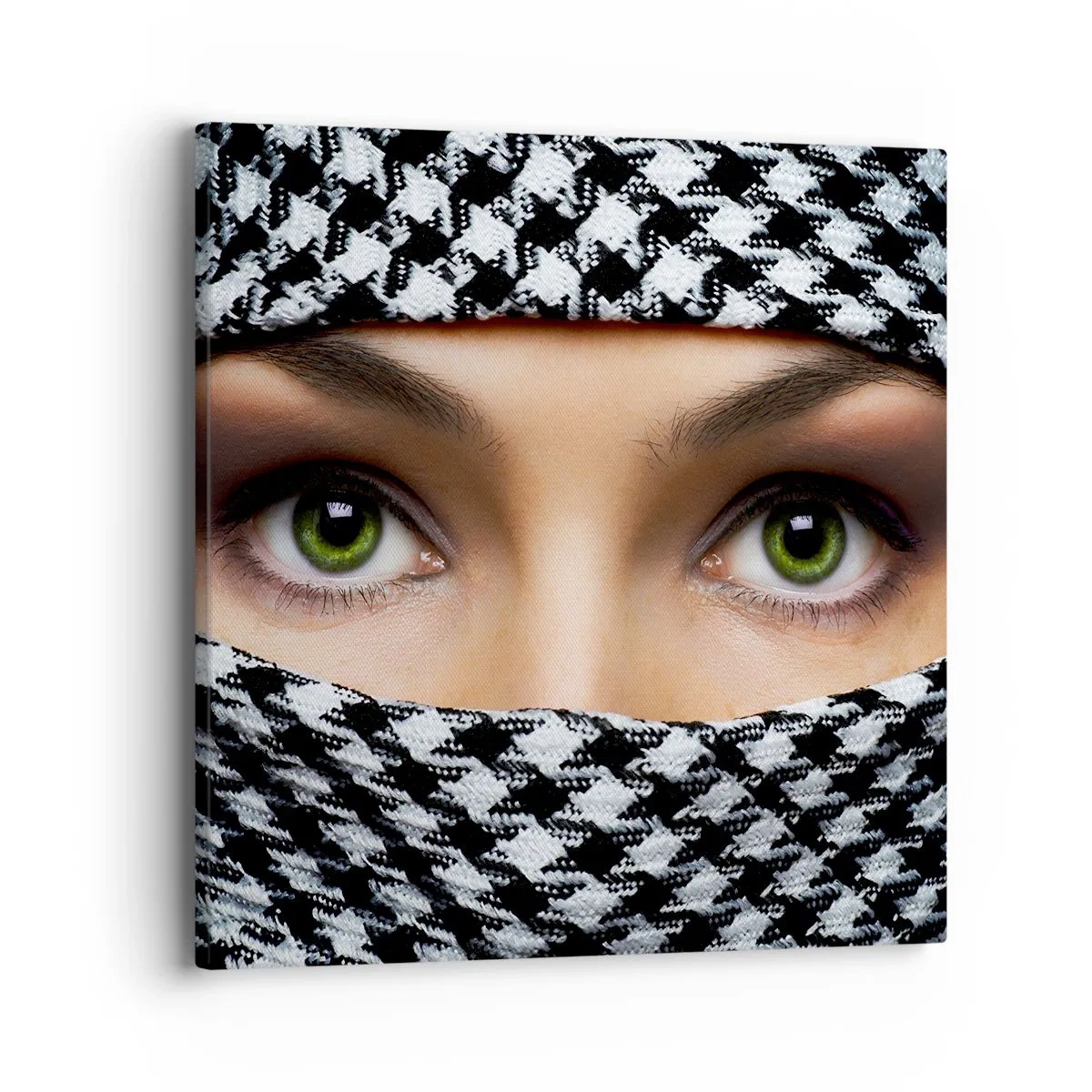 Obraz na plátne - Portrét zahalenej zelenookej krásky - 40x40 cm