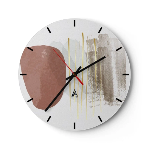 Nástenné hodiny - Minimalistické abstraktné formy v béžových a hnedých odtieňoch - 30x30cm - Abstraktná kolonáda - Moderná nástenná dekorácia do obývacej izby, kuchyne a spálne ARTTOR
