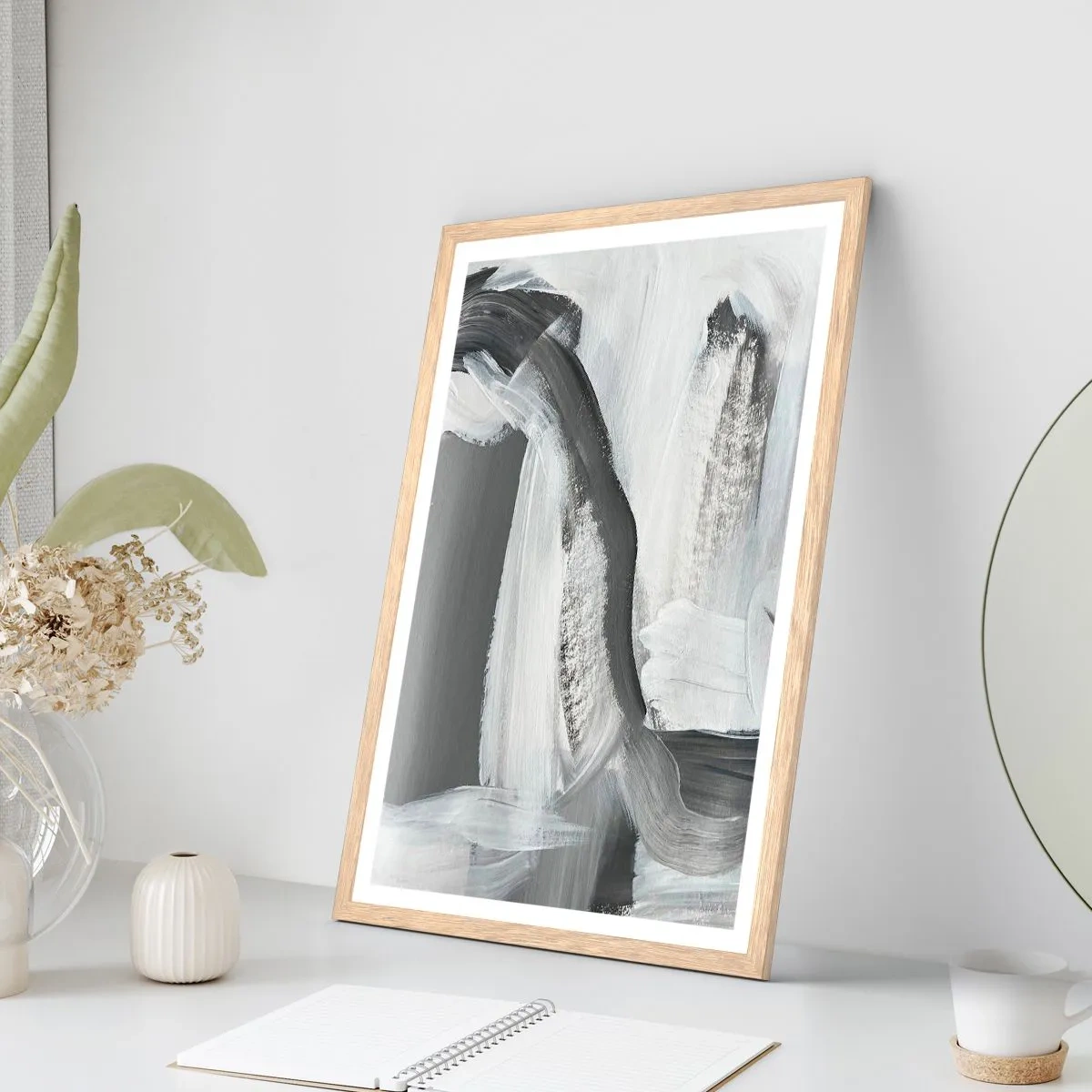 Plagát v ráme zo svetlého duba - Pevným pohybom - 70x100 cm