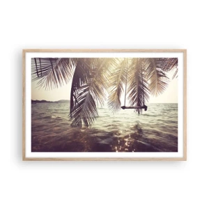 Plagát v ráme zo svetlého duba - Hojdať sa ľubovoľne v oblakoch - 91x61 cm