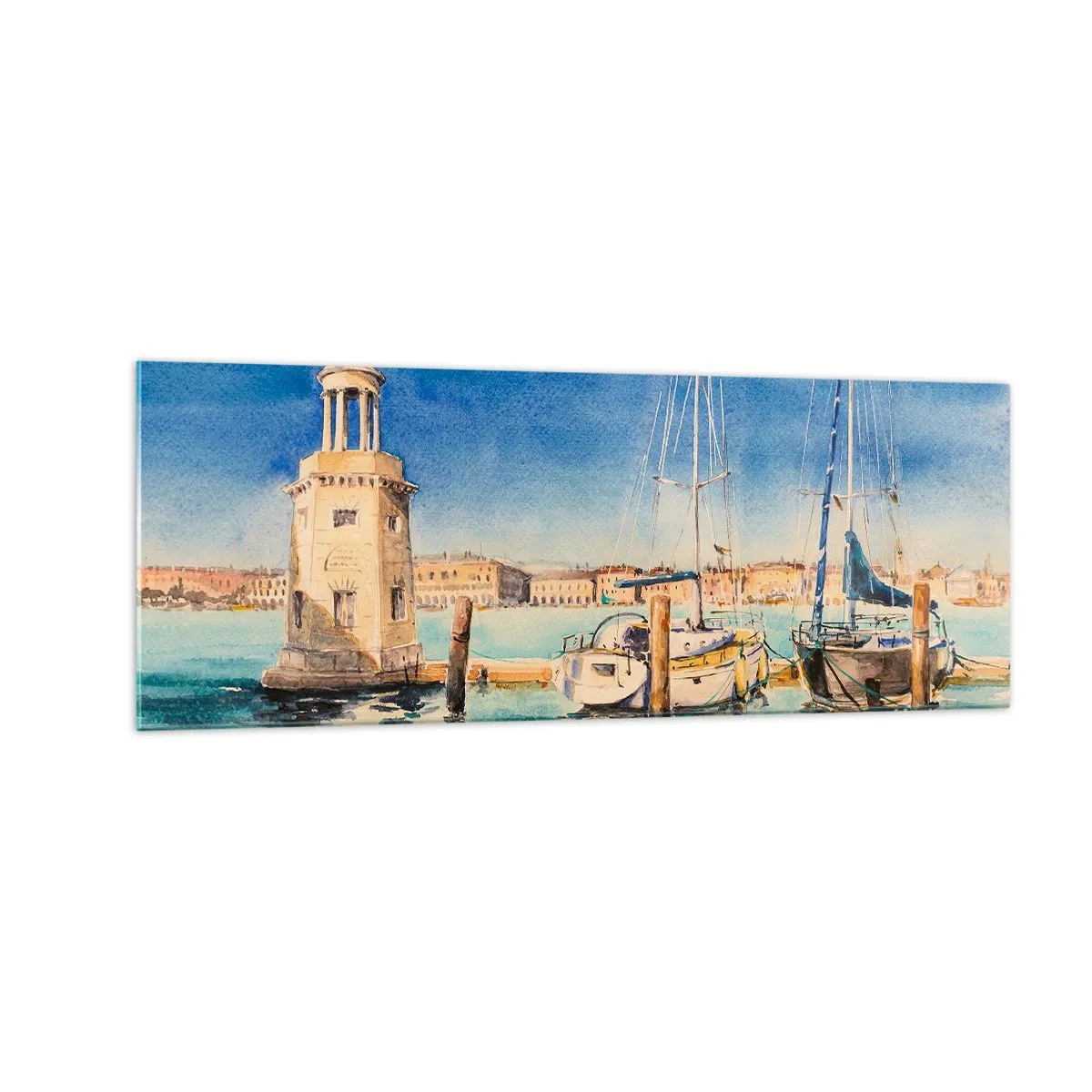 Obraz na skle - Slnečná lagúna - 140x50 cm