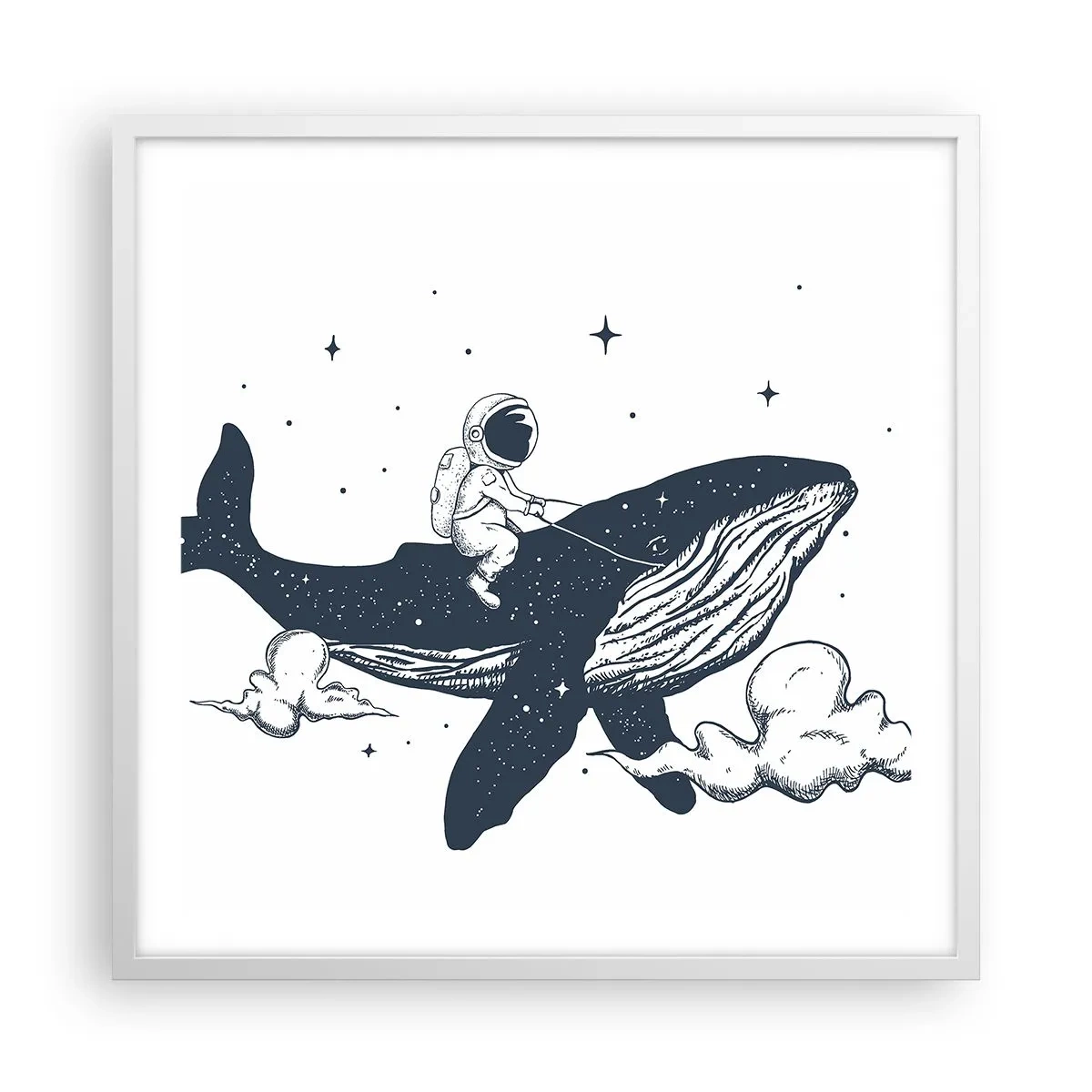 Plagát v bielom ráme - Vesmírne dobrodružstvo - 60x60 cm