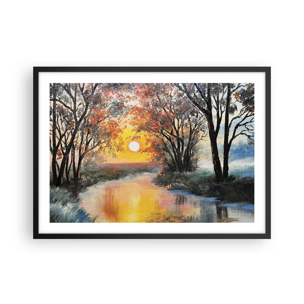 Plagát v čiernom ráme - Jesenný nádych - 70x50 cm
