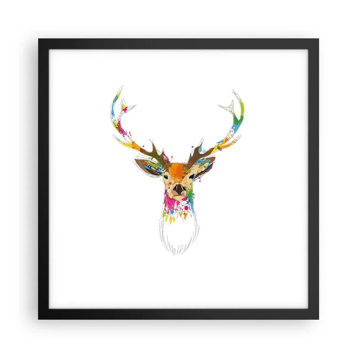 Plagát v čiernom ráme - Jemné jelenča vykúpané vo farbe - 40x40 cm
