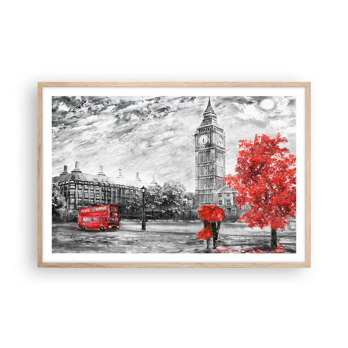 Plagát v ráme zo svetlého duba - Vzrušujúci deň - 91x61 cm