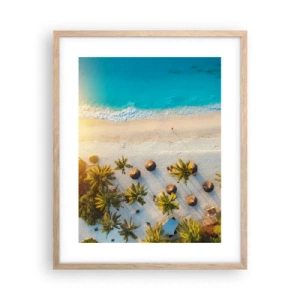 Plagát v ráme zo svetlého duba - Vitaj v raji - 40x50 cm