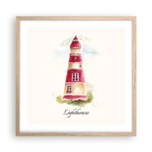 Plagát v ráme zo svetlého duba - Tu je vždy počasie - 50x50 cm