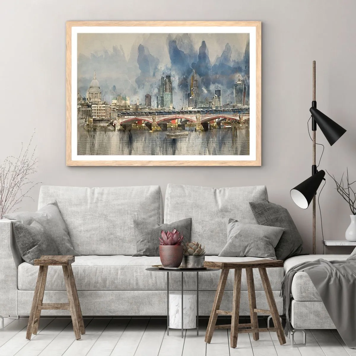Plagát v ráme zo svetlého duba - Londýn v celej svojej kráse - 40x30 cm