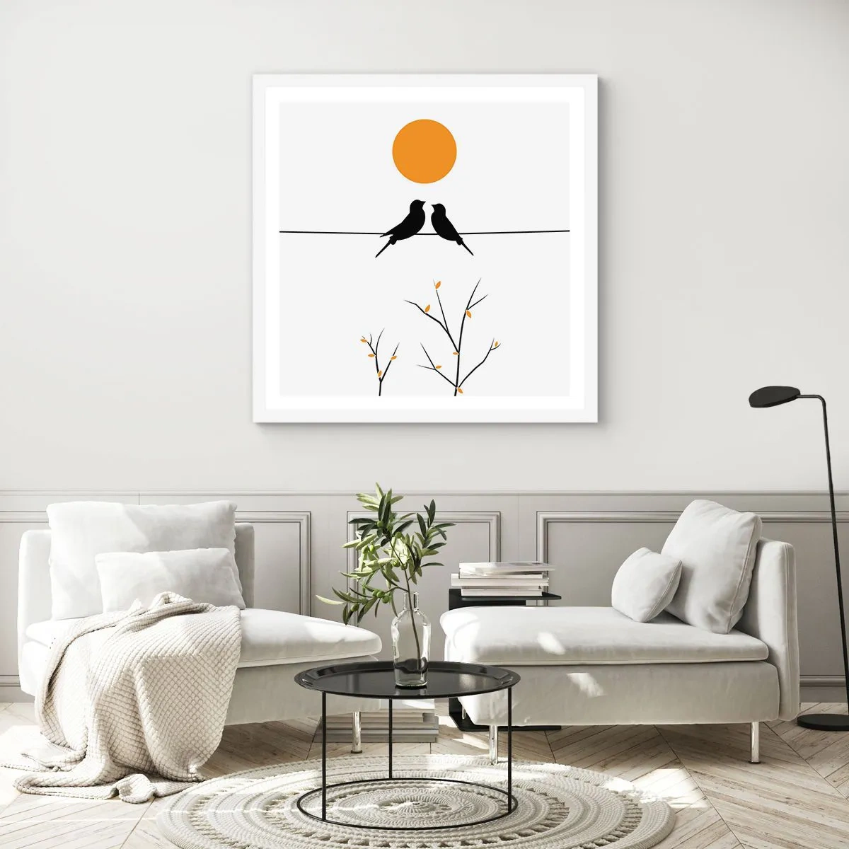 Plagát v bielom ráme - Slávičí večer - 60x60 cm