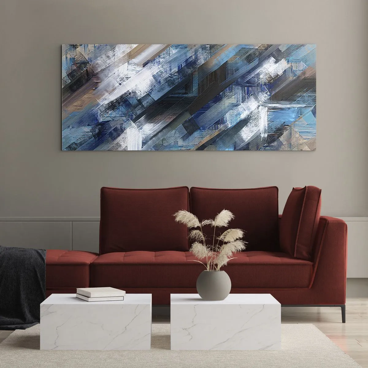 Obraz na skle - Modrá šikmosť - 100x40 cm