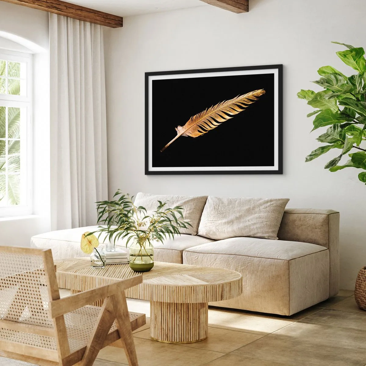 Plagát v čiernom ráme - Krásne pierko… - 40x30 cm