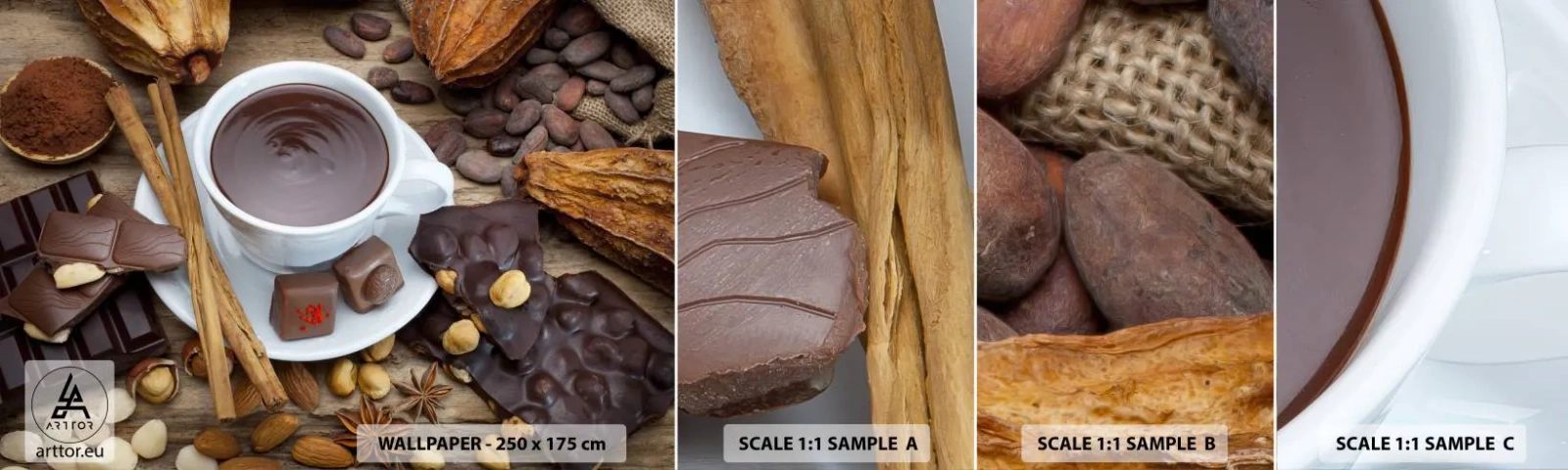 Vzorka Fototapeta Standard Eco - Z rozprávkovej továrne na čokoládu - Gastronómia, Čokoláda, Káva - 100x30 cm