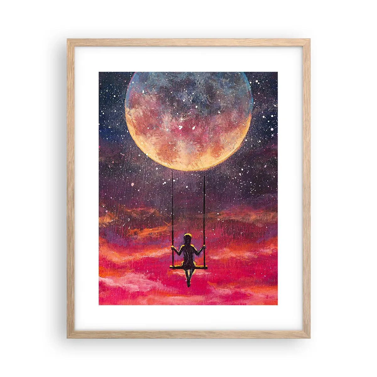 Plagát v ráme zo svetlého duba - Stavať si vzdušné zámky - 40x50 cm