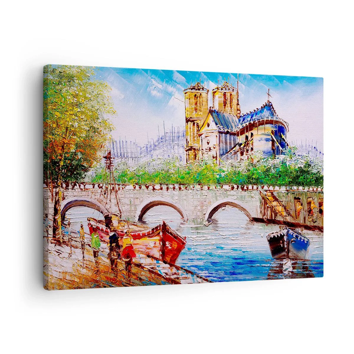 Obraz na plátne - Krajina s mostom a katedrálou v klasicistickom štýle - 70x50cm - Ich čas nikdy neskončí - Moderná nástenná dekorácia do obývacej izby a spálne ARTTOR