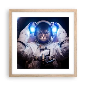 Plagát v ráme zo svetlého duba - Houston, máte problém - 40x40 cm