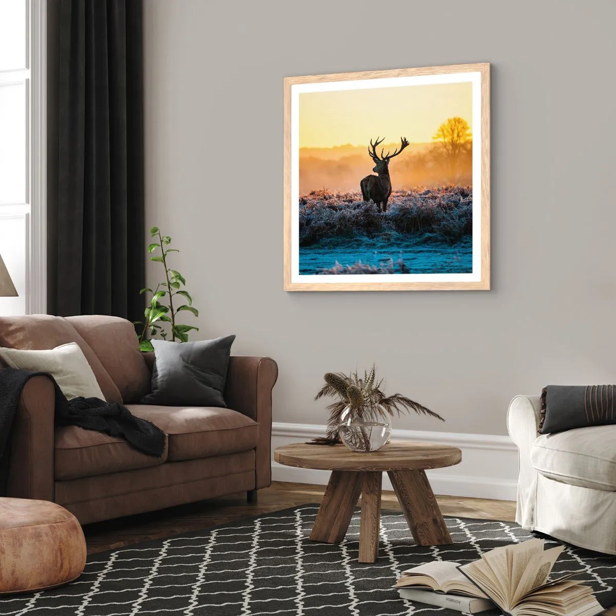 Plagát v ráme zo svetlého duba - Korunovaný na svojom panstve - 40x40 cm