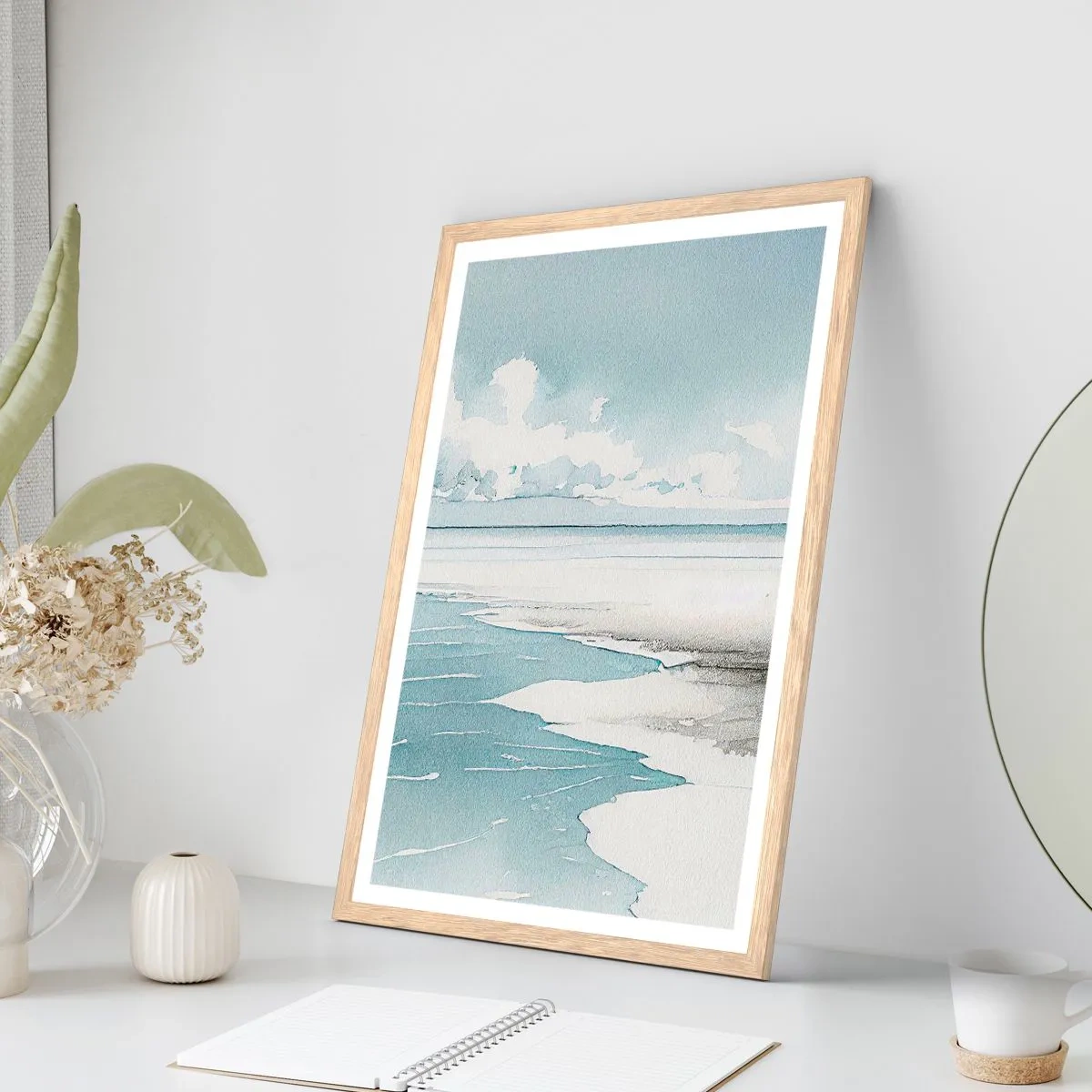 Plagát v ráme zo svetlého duba - Jemný príliv - 30x40 cm
