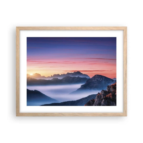 Plagát v ráme zo svetlého duba - Nad údoliami - 50x40 cm