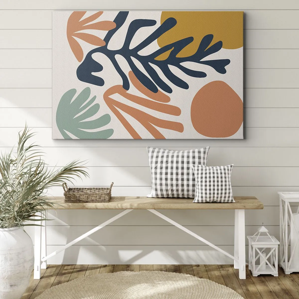 Obraz na plátne - Farebné listy v abstraktnom štýle - 70x50cm - Koralové more - Moderná nástenná dekorácia do obývacej izby a spálne ARTTOR