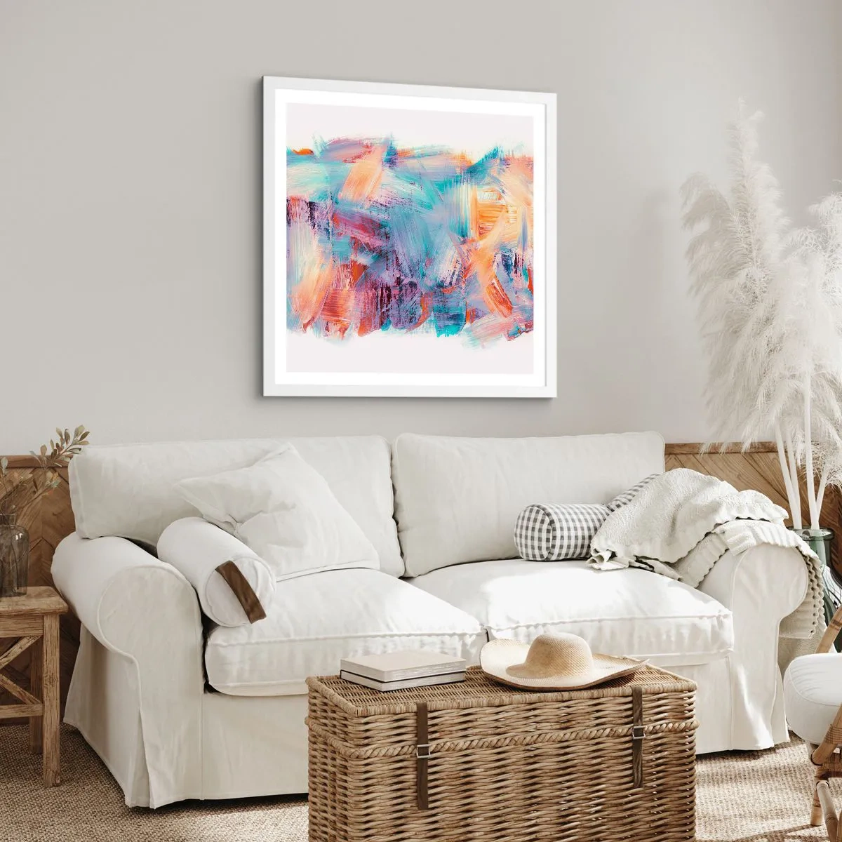 Plagát v bielom ráme - Farebný neporiadok - 40x40 cm