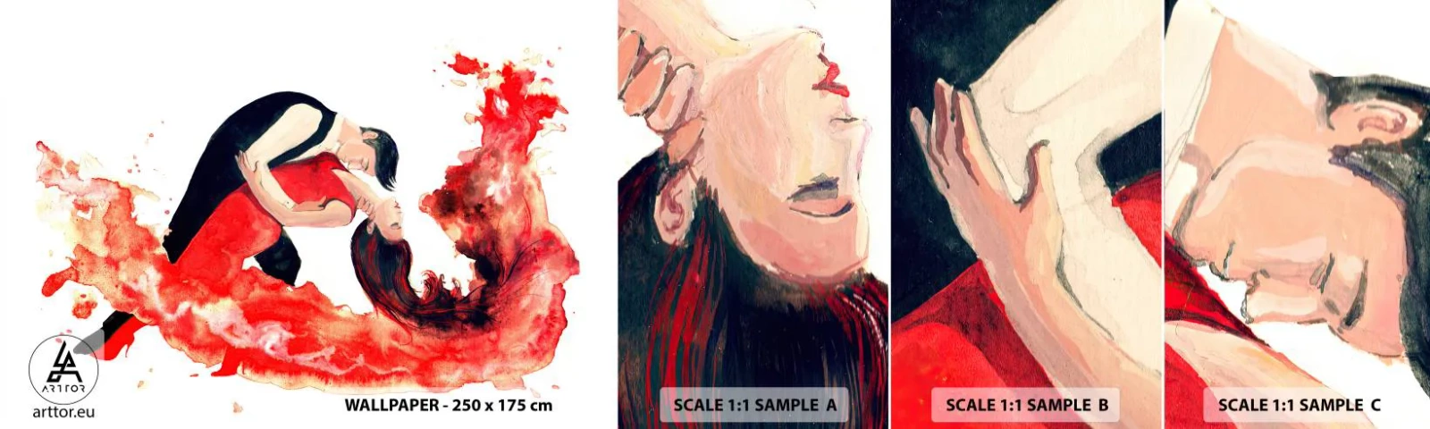 Vzorka samolepiacej fototapety Deluxe Sticker - Tango - zmyselná vlna - Tancujte, Hudba, Tanečníci - 100x30 cm